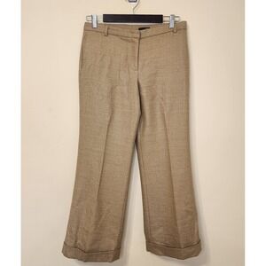 J Crew Womens Tan`100% Lambswool Tweed Wide Leg Cuffed Dress Pants Size 6 Vtg